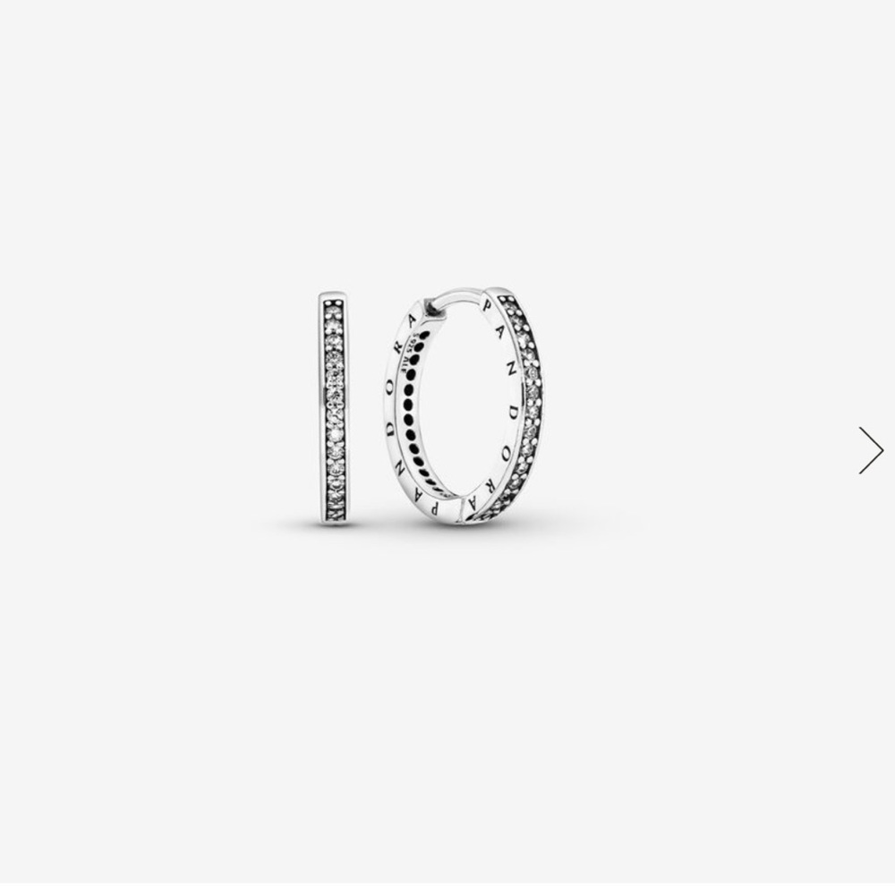 Pandora Sparkle Logo Hoop Earrings - Brand New